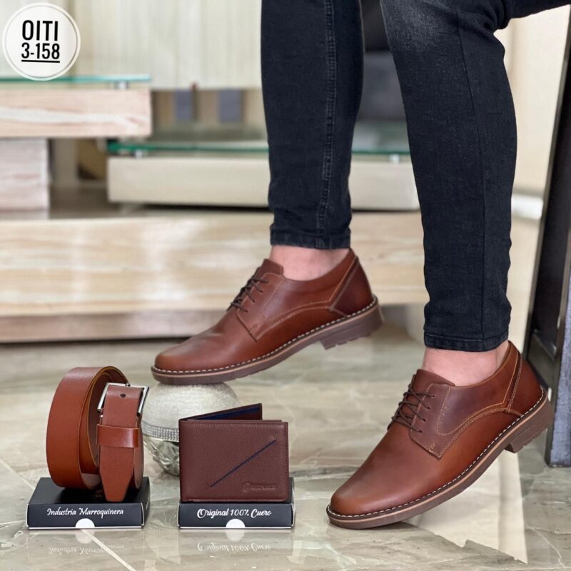 TRIO  ZAPATO CASUAL CORREA Y BILLETERA 💯CUERO