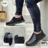 TRIO  ZAPATO CASUAL CORREA Y BILLETERA 💯CUERO - Negro