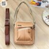 BOLSO 💯CUERO  DE ALTA CALIDAD CABALLERO - miel